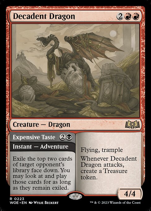 Decadent Dragon // Expensive Taste (223) [Wilds of Eldraine]