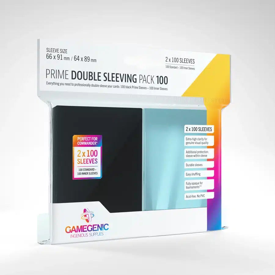 Gamegenic Prime Black/Clear Double Sleeving Pack (100ct) image 0
