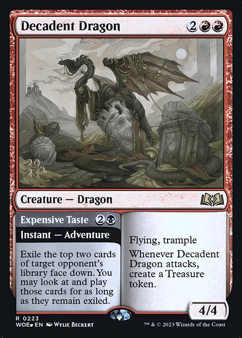 Decadent Dragon // Expensive Taste (223s) [Wilds of Eldraine Promos]