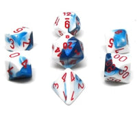 CHX26457 ASTRAL BLUE-WHITE/RED GEMINI 7PC POLYHEDRAL DICE SET image 0