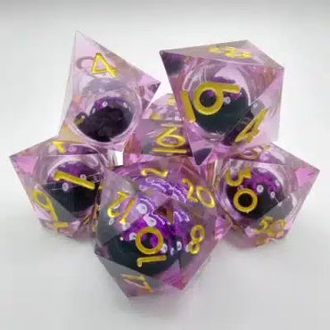 Liquid Core Purple with Purple Beholder 7p Polyhedral Dice Set image 0