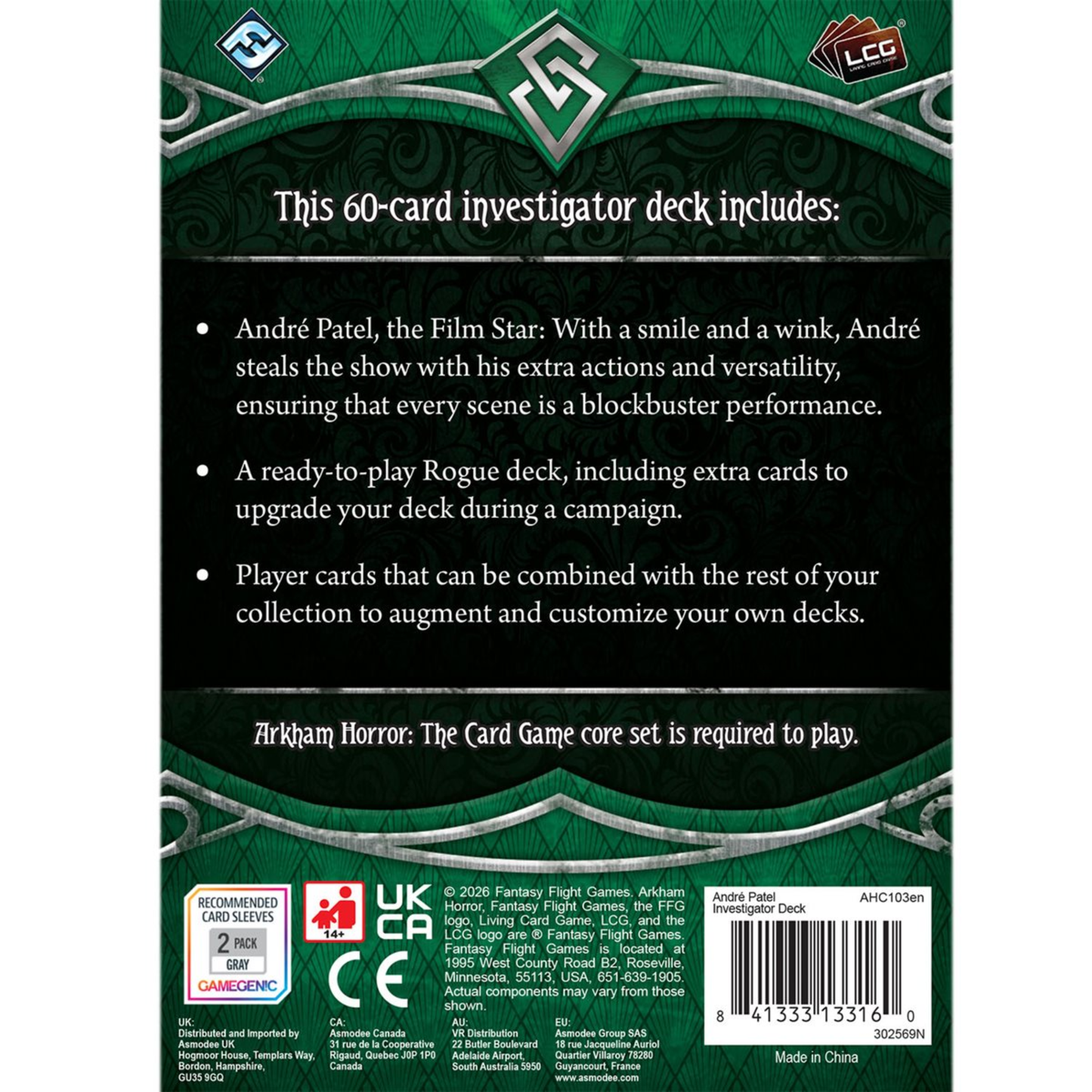 Arkham Horror Andre Patel Investigator Deck