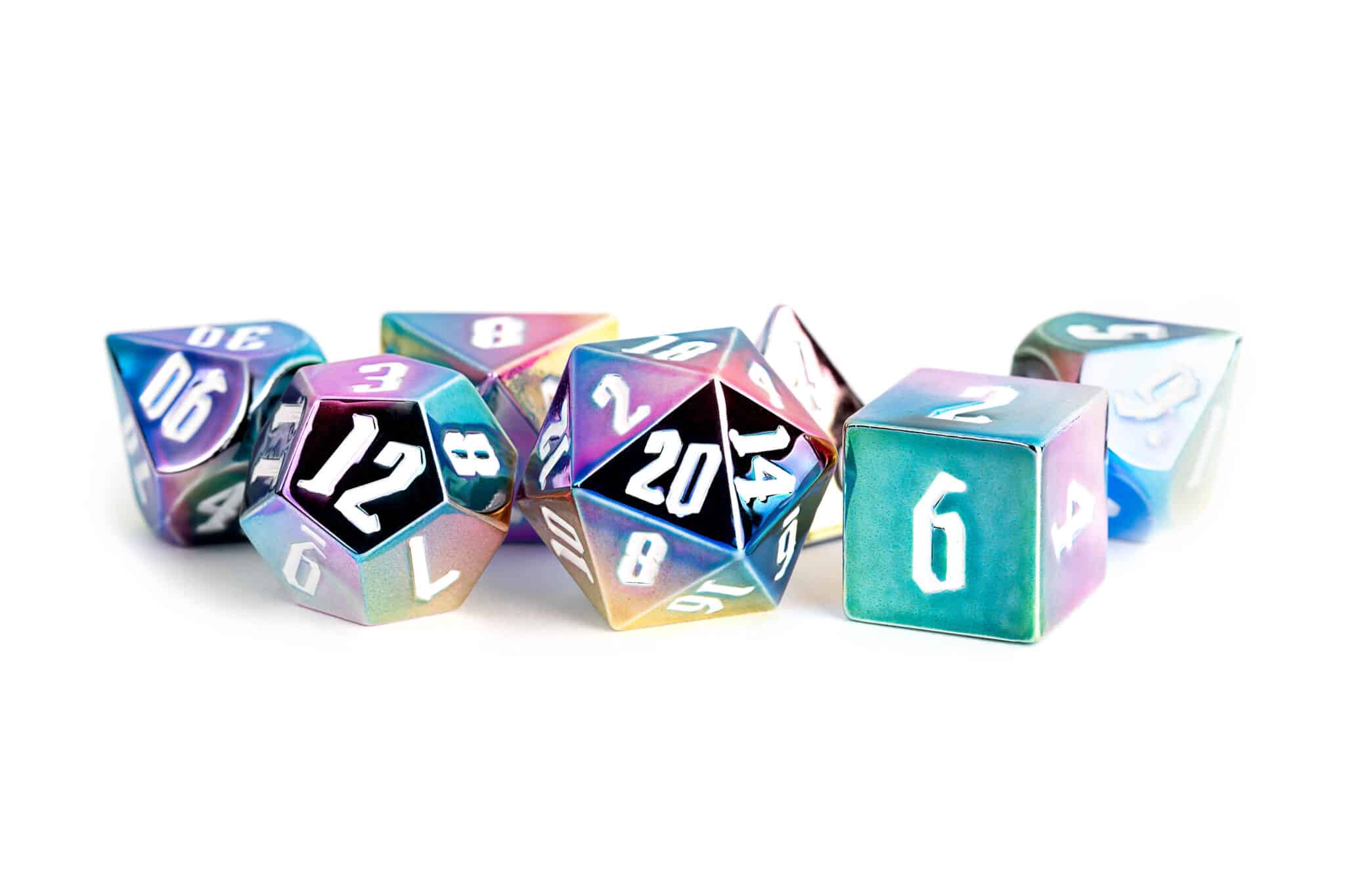 MDG Rainbow Aluminum Acrylic 7pc Dice Set image 0