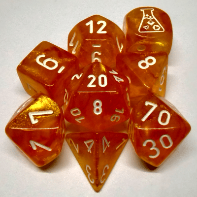 CHX30052 Borealis Luminary Blood Orange/White 7pc Lab Dice image 0