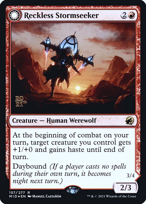 Reckless Stormseeker // Storm-Charged Slasher (157s) [Innistrad: Midnight Hunt Promos]