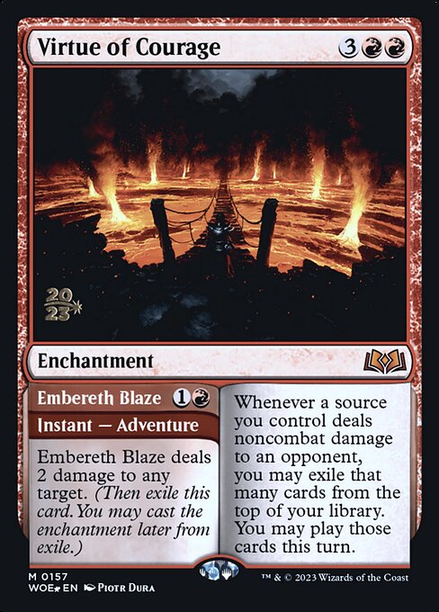 Virtue of Courage // Embereth Blaze (157s) [Wilds of Eldraine Promos]