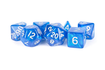 Stardust Blue w/ Silver Numbers Acrylic Polyhedral Set image 0