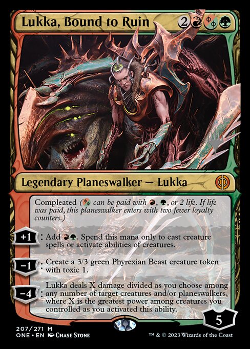 Lukka, Bound to Ruin (207p) [Phyrexia: All Will Be One Promos]