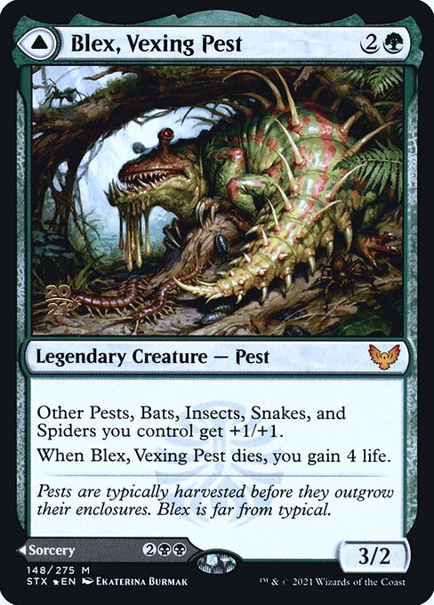 Blex, Vexing Pest // Search for Blex (148s) [Strixhaven: School of Mages Promos]