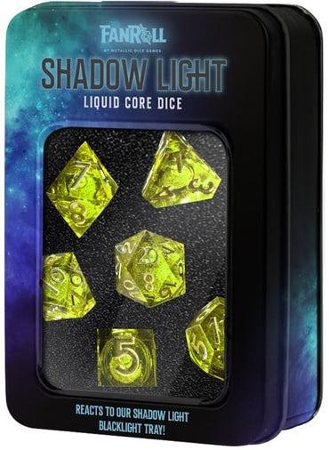 Fanroll UV Reactive Elixir Shadow Light Liquid Core Dice 7pc Set image 0