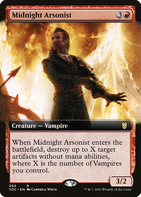 Midnight Arsonist (65) [Crimson Vow Commander] [Extended Art]