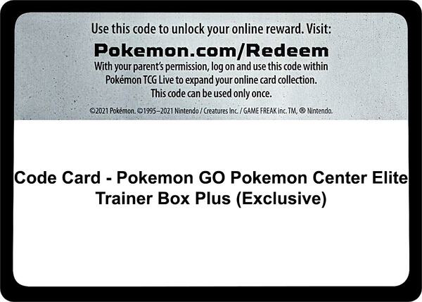 Code Card - Pokemon GO Pokemon Center Elite Trainer Box Plus (Exclusive) [Pokemon GO]