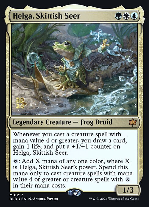 Helga, Skittish Seer (217s) [Bloomburrow Promos]