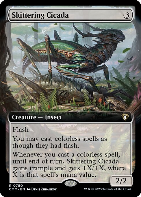 Skittering Cicada (750) [Commander Masters] [Extended Art]