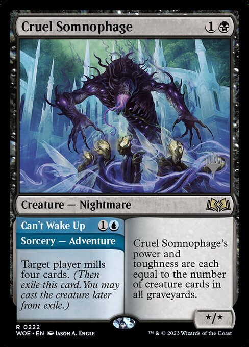 Cruel Somnophage // Can't Wake Up (222p) [Wilds of Eldraine Promos]