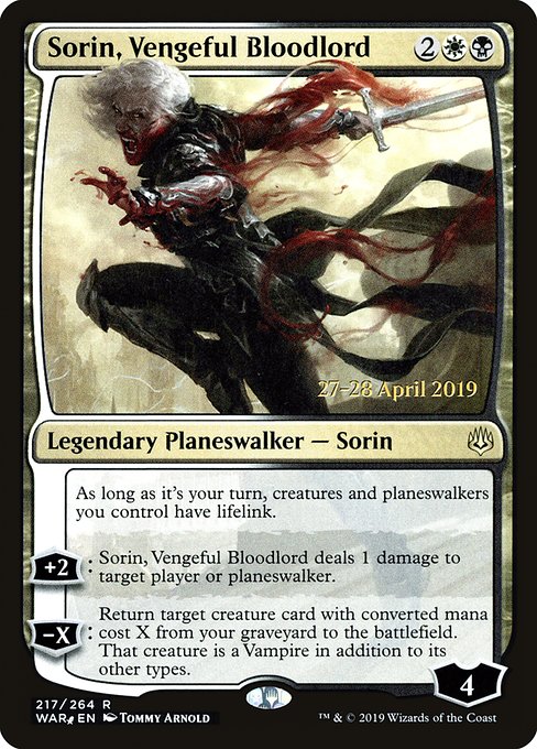 Sorin, Vengeful Bloodlord (217s) [War of the Spark Promos]