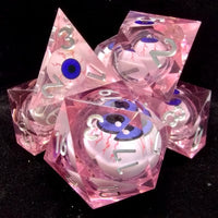 Pink Eyeball Liquid Core Sharp Edge Resin Dice image 0