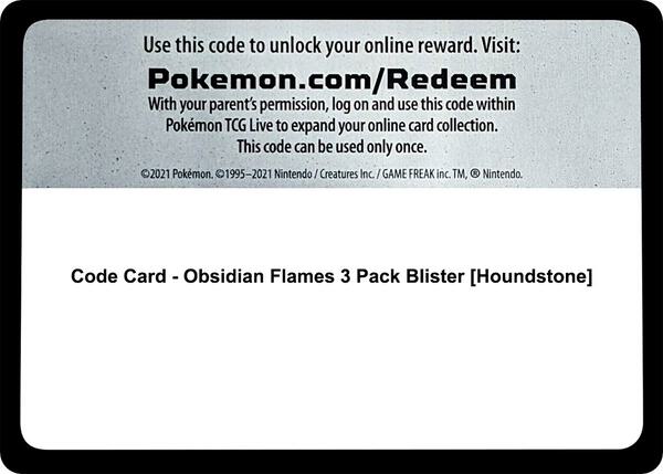 Code Card - Obsidian Flames 3 Pack Blister [Houndstone] [SV03 Obsidian Flames]