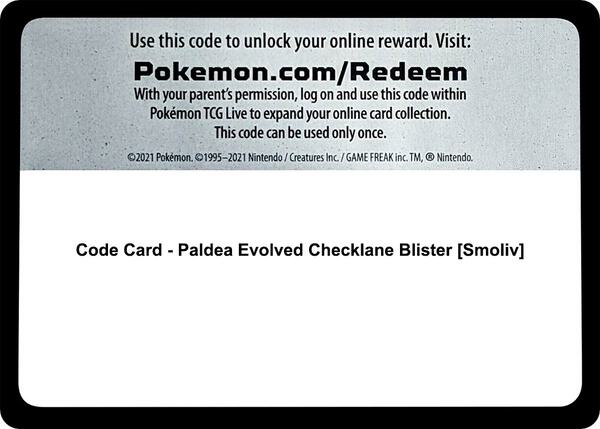 Code Card - Paldea Evolved Checklane Blister [Smoliv] [SV02 Paldea Evolved]