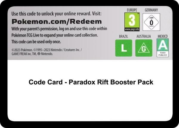 Code Card - Paradox Rift Booster Pack [SV04 Paradox Rift]