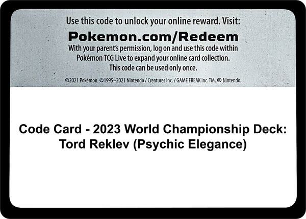 Code Card - 2023 World Championship Deck: Tord Reklev (Psychic Elegance) [World Championship Decks]
