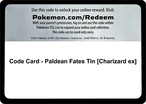 Code Card - Paldean Fates Tin [Charizard ex] [SV Paldean Fates]