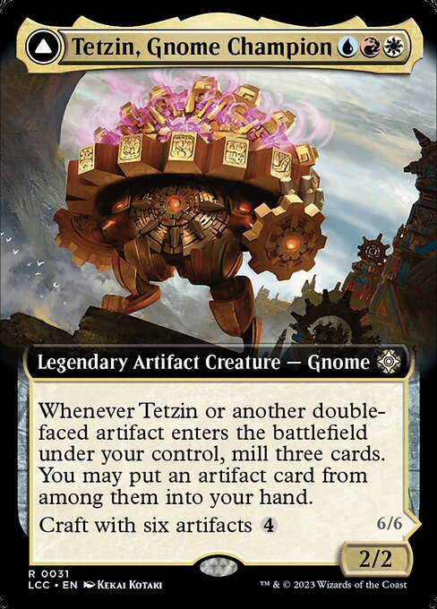 Tetzin, Gnome Champion // The Golden-Gear Colossus (31) [The Lost Caverns of Ixalan Commander] [Extended Art]