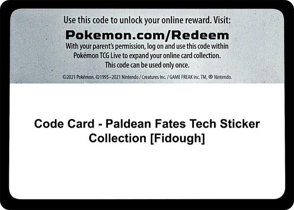 Code Card - Paldean Fates Tech Sticker Collection [Fidough] [SV Paldean Fates]
