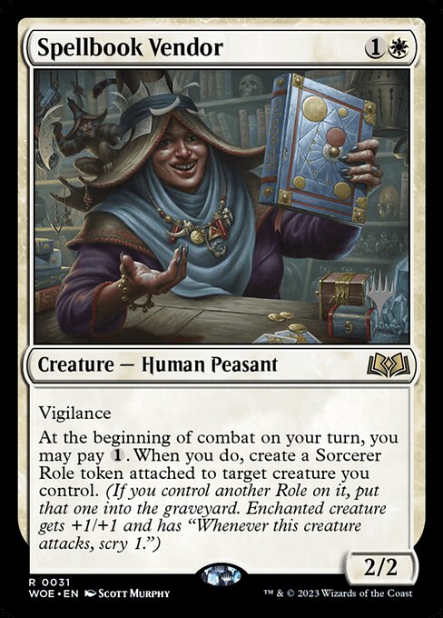 Spellbook Vendor (31p) [Wilds of Eldraine Promos]
