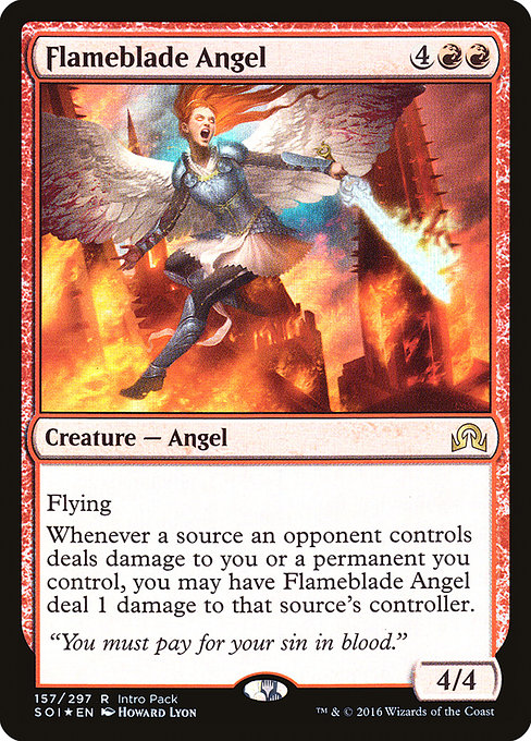 Flameblade Angel (157) [Shadows over Innistrad Promos]