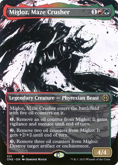 Migloz, Maze Crusher (321) [Phyrexia: All Will Be One] [Showcase, Borderless]