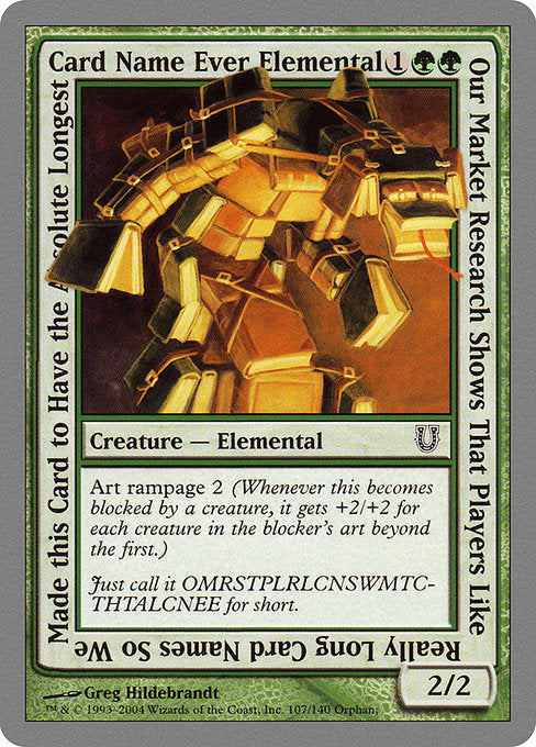 Our Market Research Shows That Players Like Really Long Card Names So We Made this Card to Have the Absolute Longest Card Name Ever Elemental (107) [Unhinged]