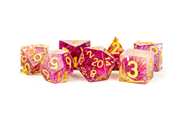 Thousand Day Red Sharp Edge Resin Dice 7 Piece image 0