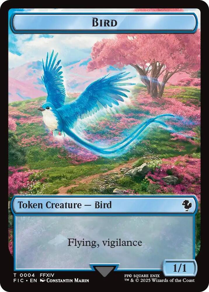 Bird // Hero (0028) Double-Sided Token (Surge Foil) (4 // 28) [Final Fantasy Commander]