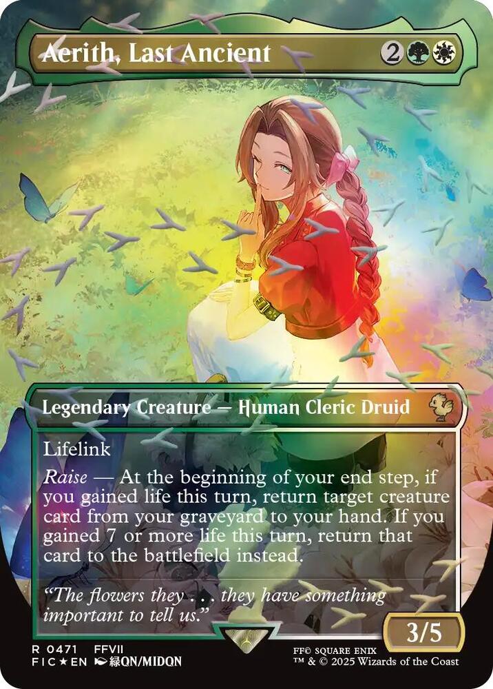 Aerith, Last Ancient (Borderless) (Chocobo Track Foil) (471) [Final Fantasy Commander]
