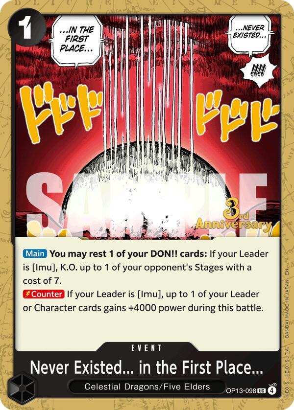 Never Existed... in the First Place... (OP13-098) [Carrying On His Will: 3rd Anniversary Tournament Cards]