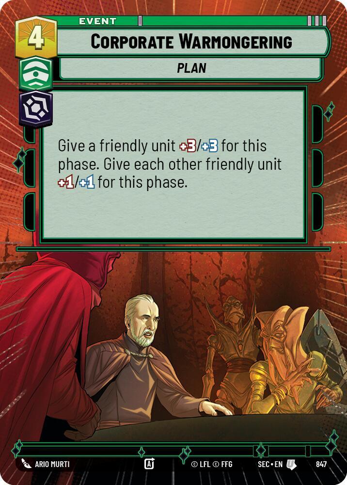 Corporate Warmongering (Hyperspace Foil) (847) [Secrets of Power]