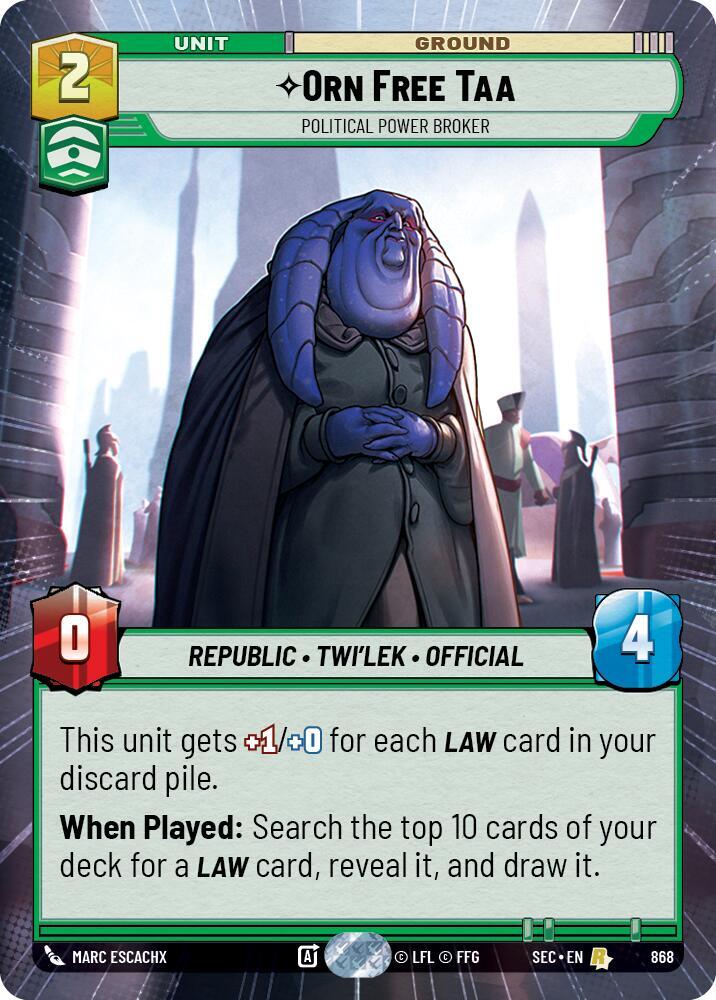 Orn Free Taa - Political Power Broker (Hyperspace Foil) (868) [Secrets of Power]