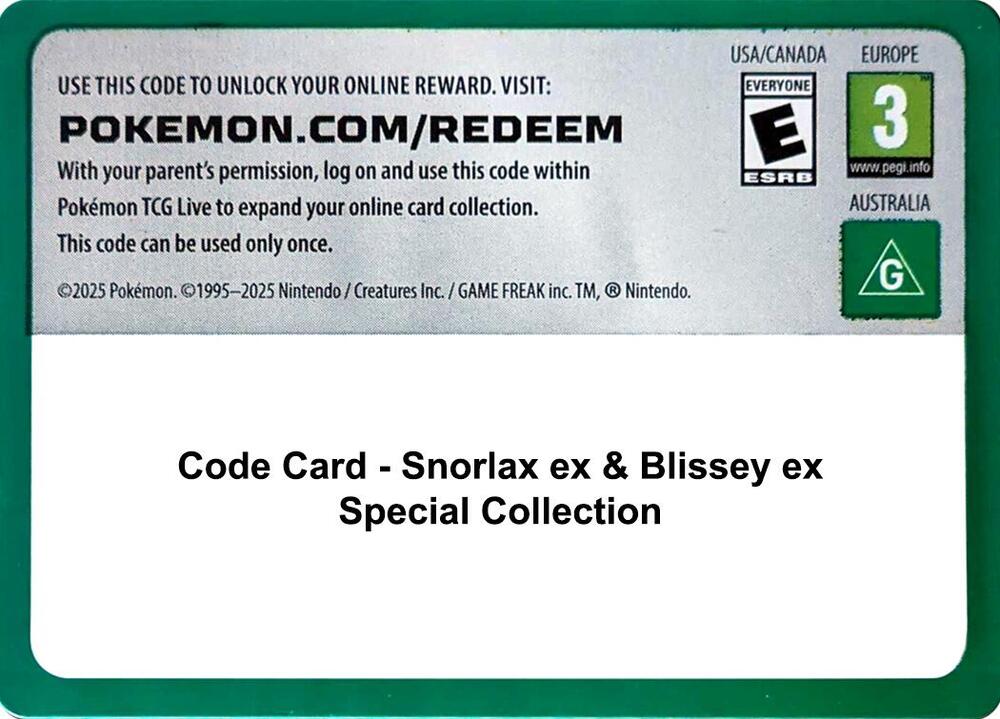 Code Card - Snorlax ex & Blissey ex Special Collection [Miscellaneous Cards and Products]