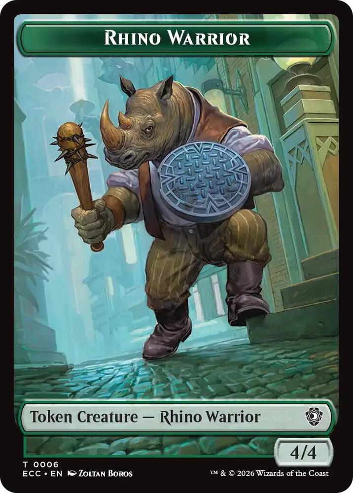 Rhino Warrior // Elemental (0009) Double-Sided Token (6 // 9) [Lorwyn Eclipsed Commander]