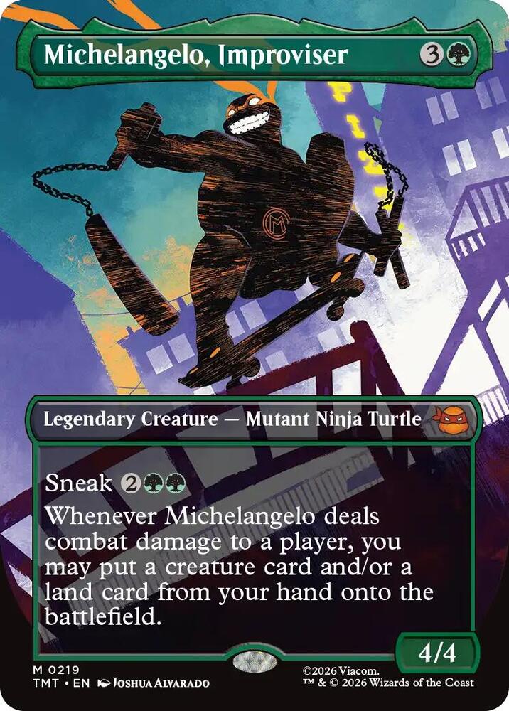 Michelangelo, Improviser (Borderless) (219) [Teenage Mutant Ninja Turtles]