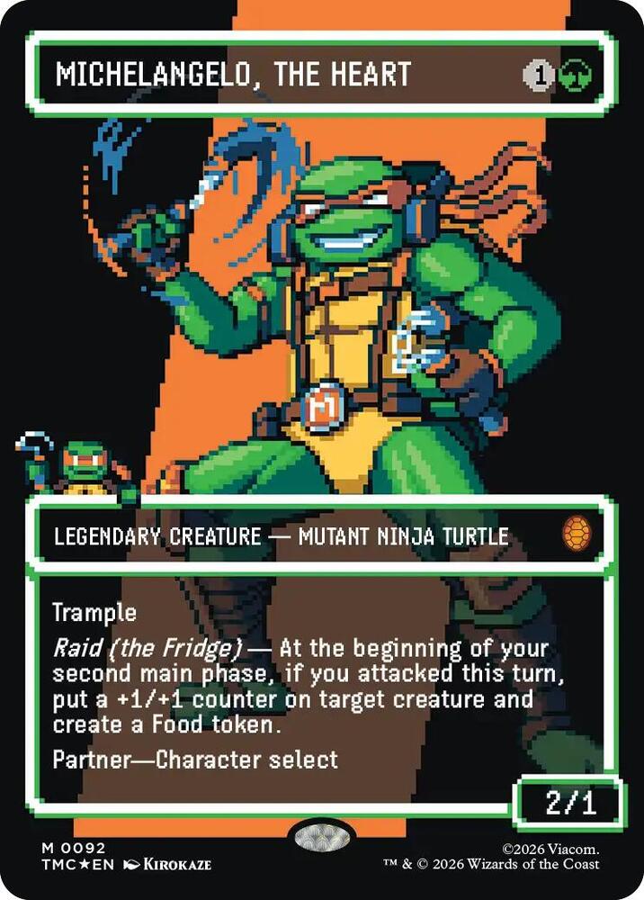 Michelangelo, the Heart (0092) (Borderless) (Surge Foil) [Teenage Mutant Ninja Turtles Commander]