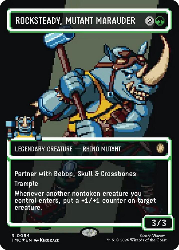 Rocksteady, Mutant Marauder (Borderless) (Surge Foil) (94) [Teenage Mutant Ninja Turtles Commander]