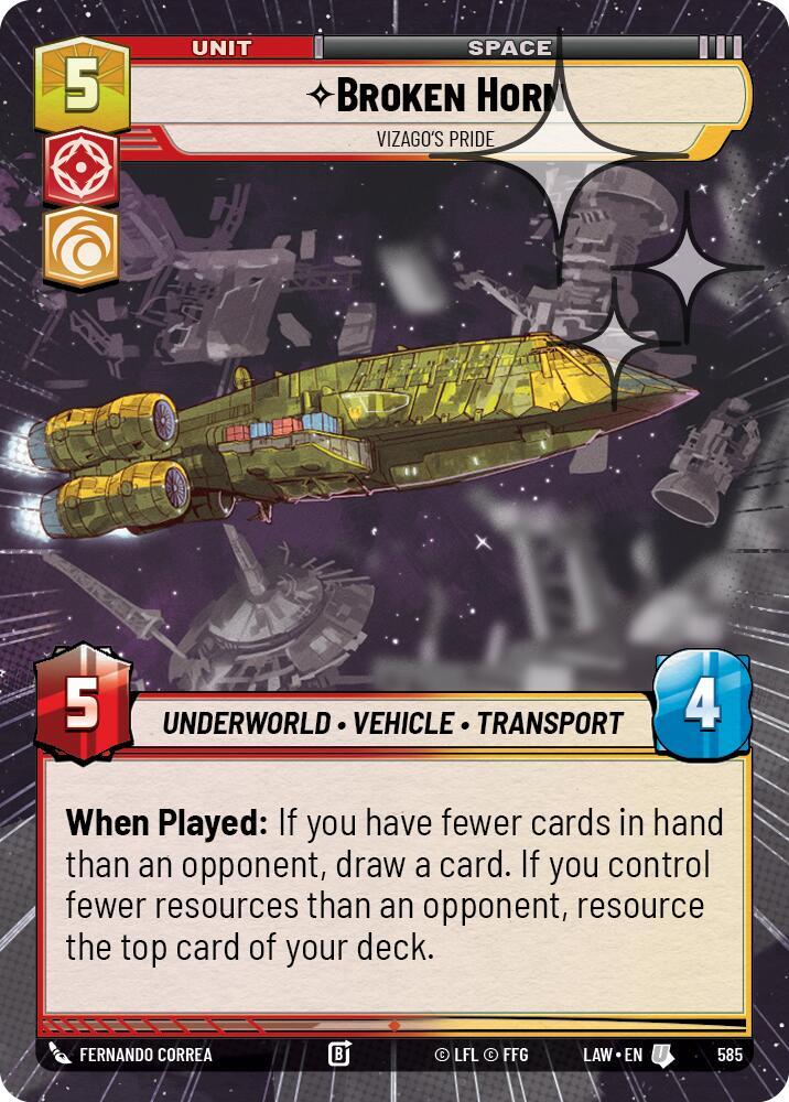 Broken Horn - Vizago's Pride (Hyperspace Foil) (585) [A Lawless Time]