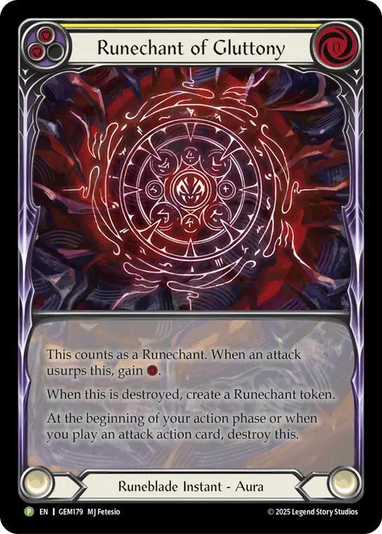 Runechant of Gluttony (Yellow) (GEM179) [Gem Pack 5]