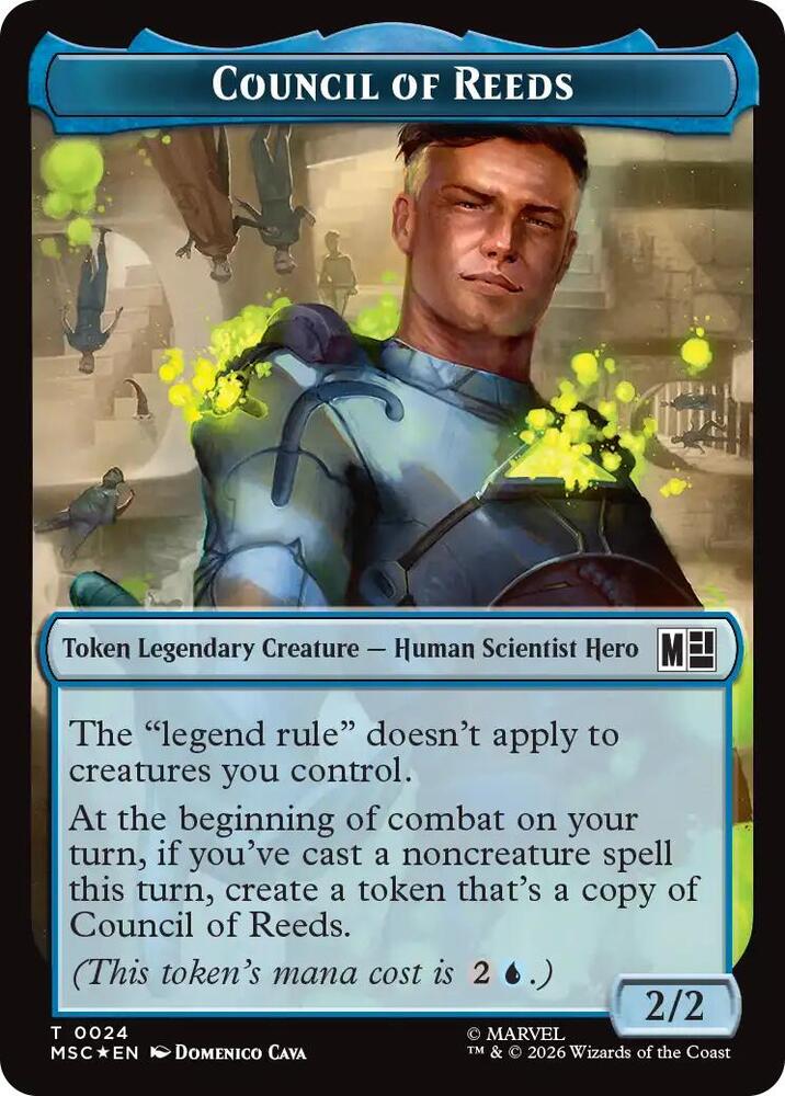 Council of Reeds (024) // Merfolk (024) Double-Sided Token (Surge Foil) (24 // 24) [Marvel Super Heroes Commander]