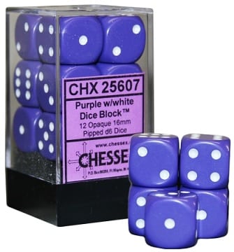 CHX25607 12d6 Purple/White 16mm Dice image 0