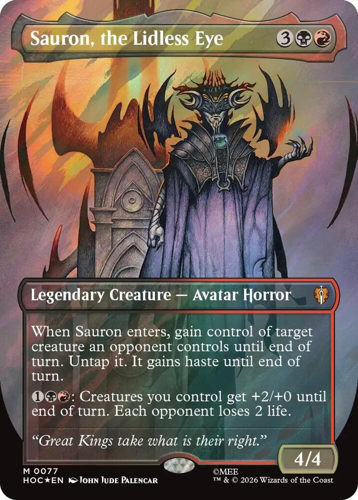Sauron, the Lidless Eye (Borderless) (Surge Foil) (77) [The Hobbit: Eternal-Legal]