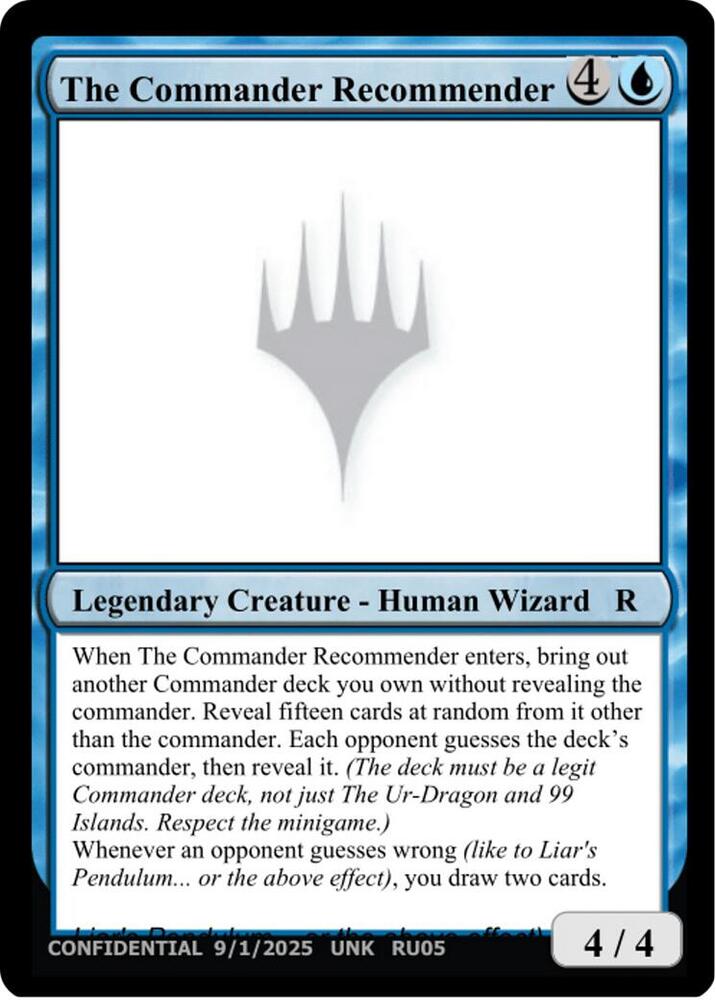 The Commander Recommender [Un-Known Event Playtest Cards]