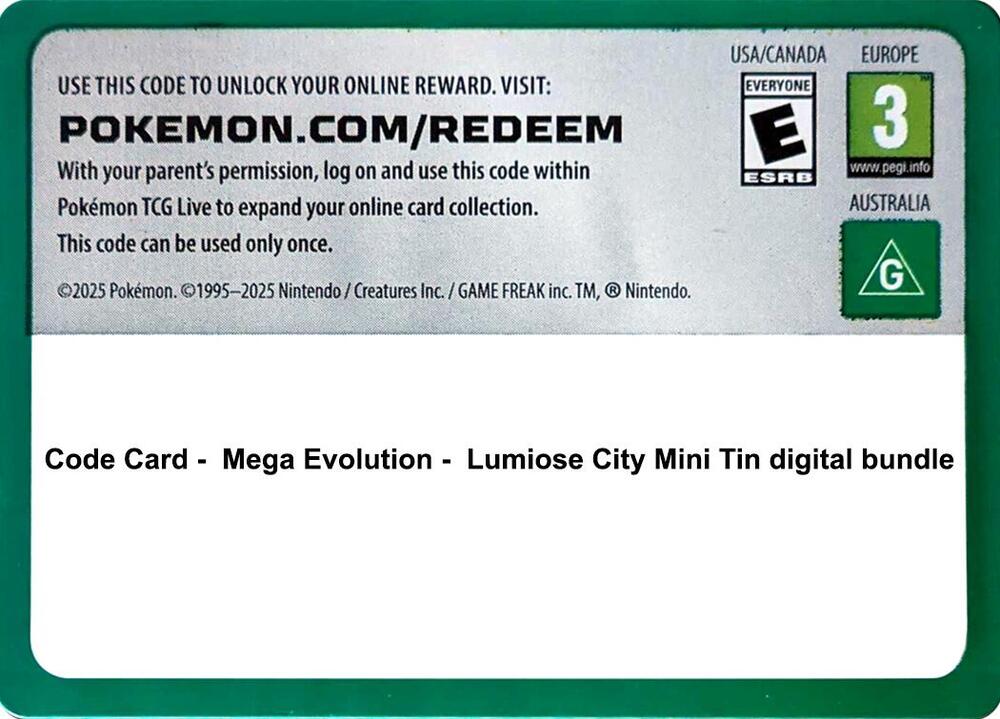 Code Card -  Lumiose City Mini Tin digital bundle [Miscellaneous Cards and Products]
